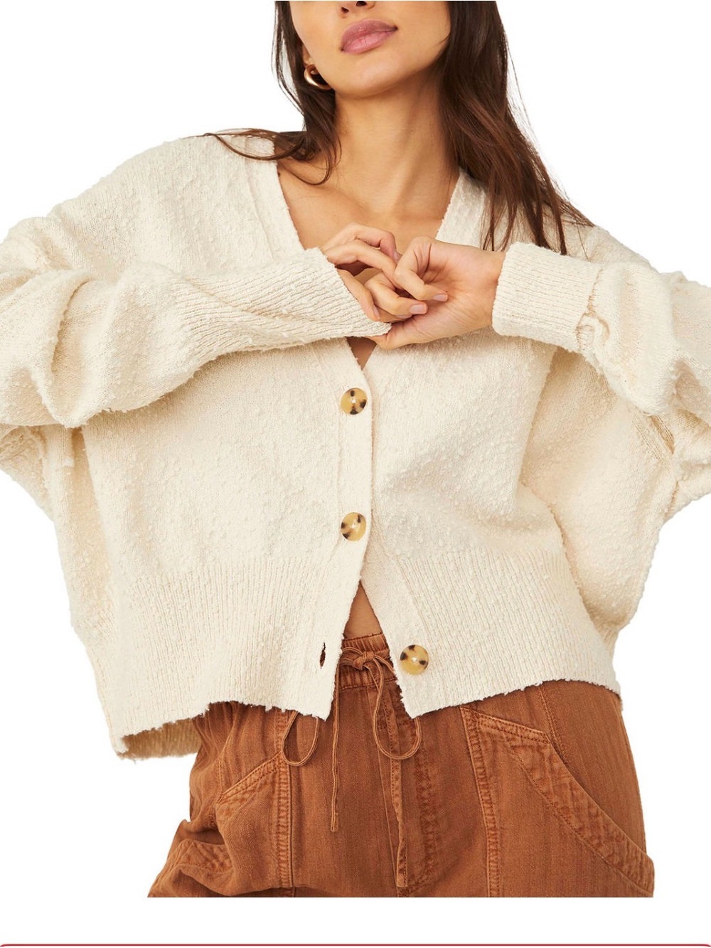 Free People Found My Friend Cardigan Sweater Cream XS